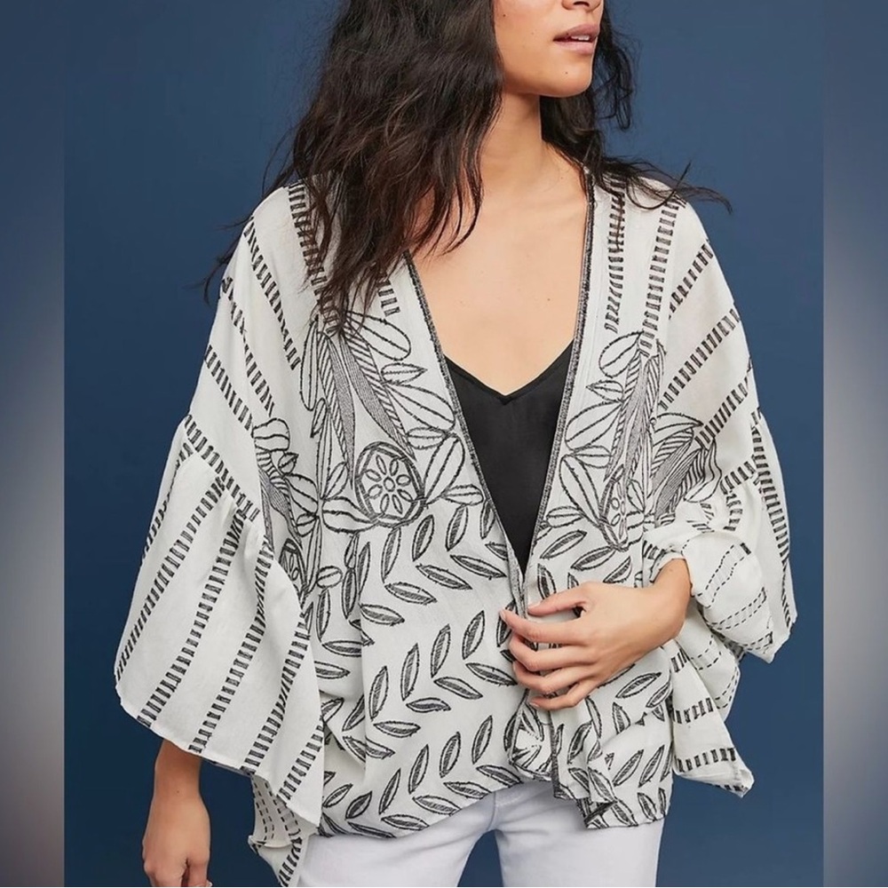 Anthropologie Annabella Ruffled Kimono Top